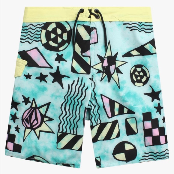 🆕‼️- NWT - Volcom Boys Swim Trunks - Size 10/12 | Retro Surf Style 🏄 - Picture 1 of 3